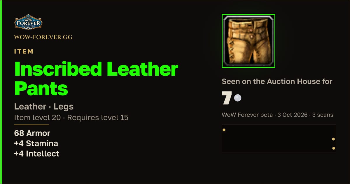 The preview card for Inscribed Leather Pants