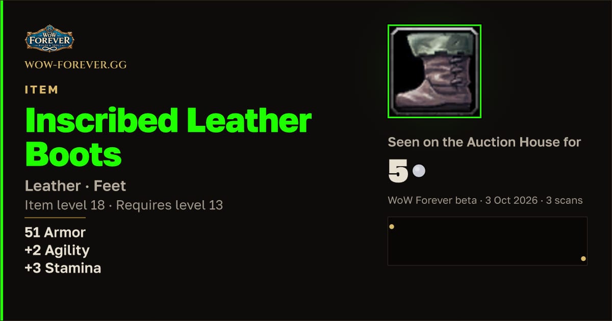 The preview card for Inscribed Leather Boots
