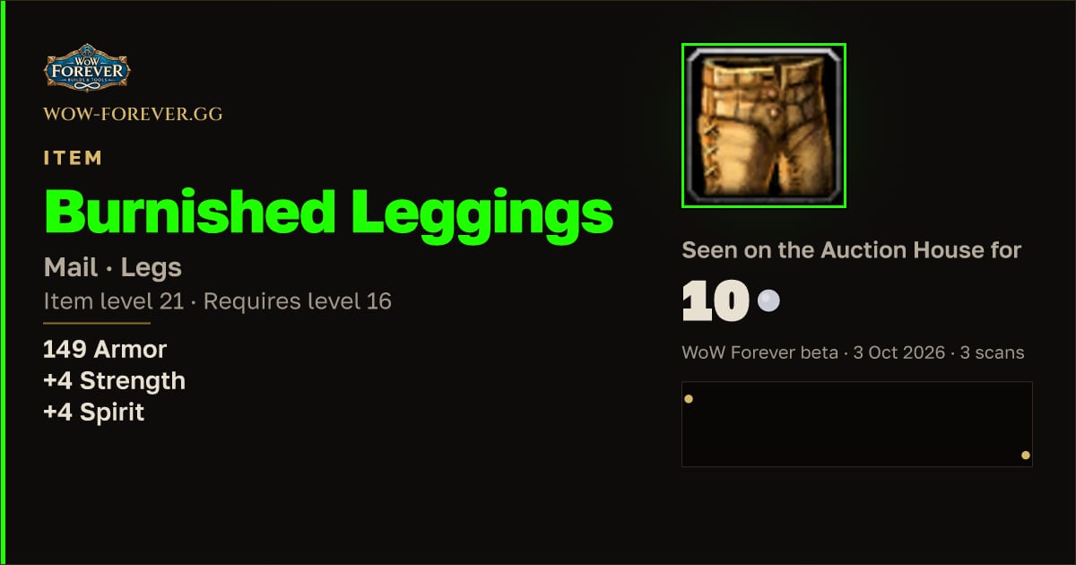 The preview card for Burnished Leggings