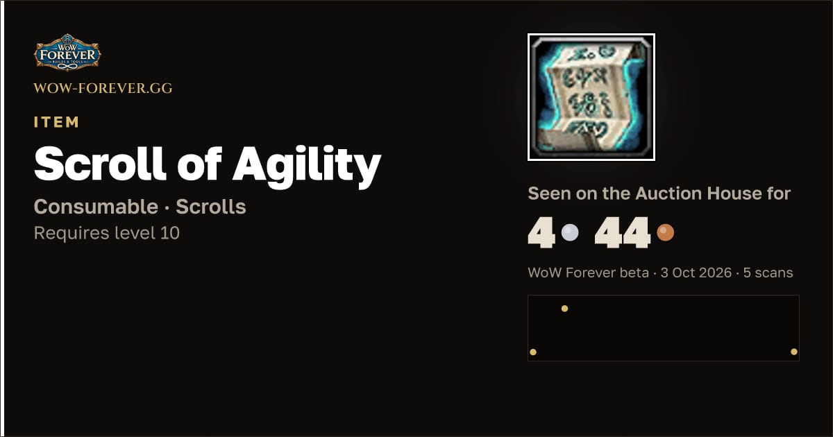 The preview card for Scroll of Agility