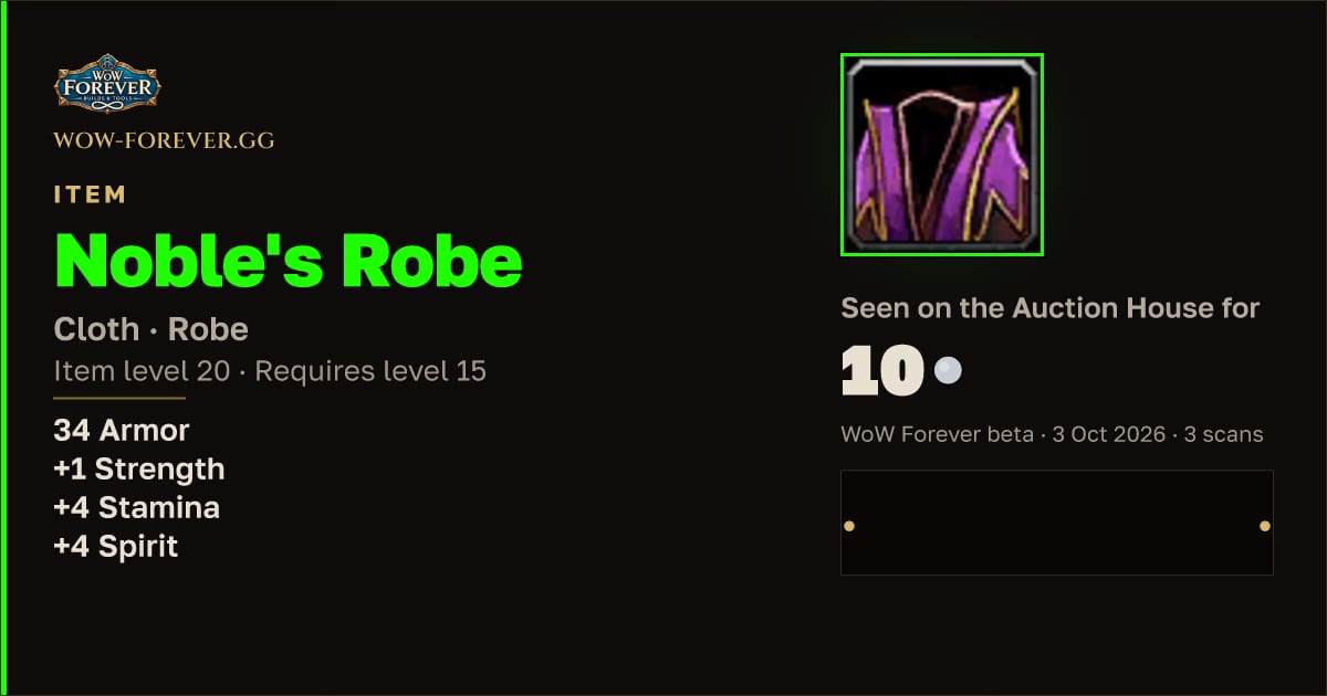 The preview card for Noble's Robe