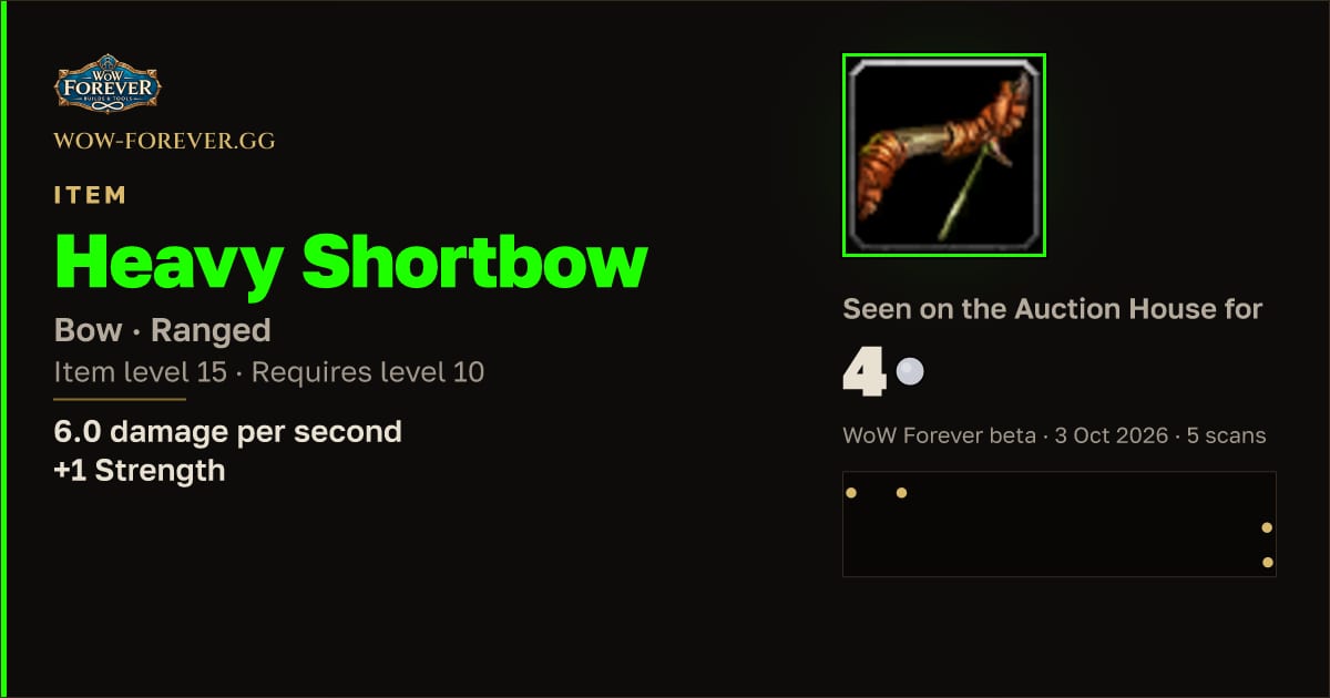 The preview card for Heavy Shortbow