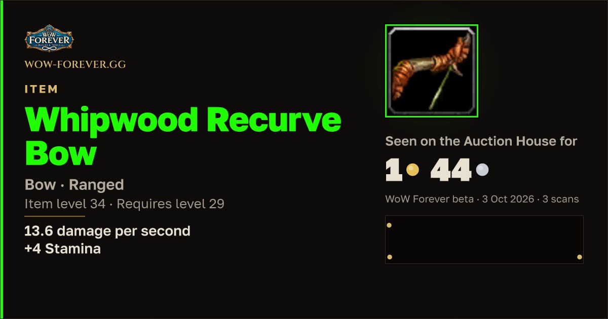The preview card for Whipwood Recurve Bow