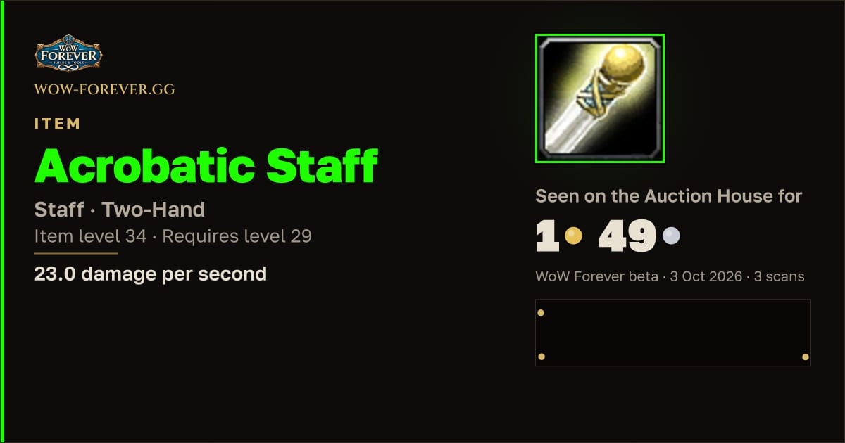 The preview card for Acrobatic Staff