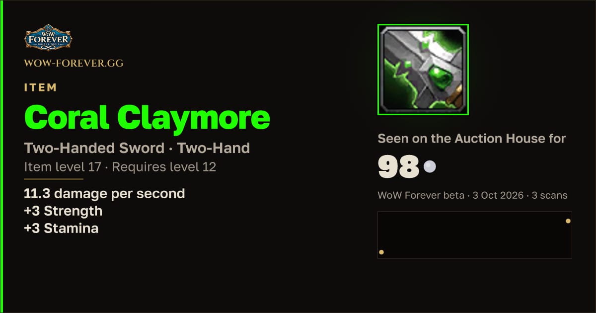The preview card for Coral Claymore