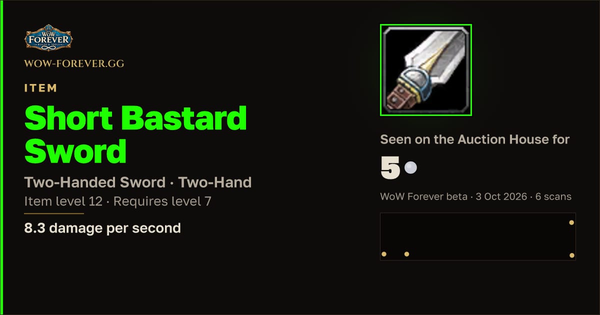 The preview card for Short Bastard Sword