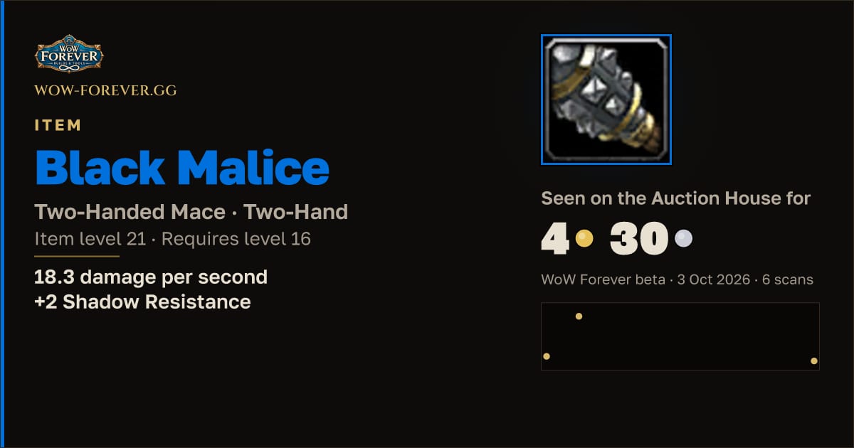 The preview card for Black Malice