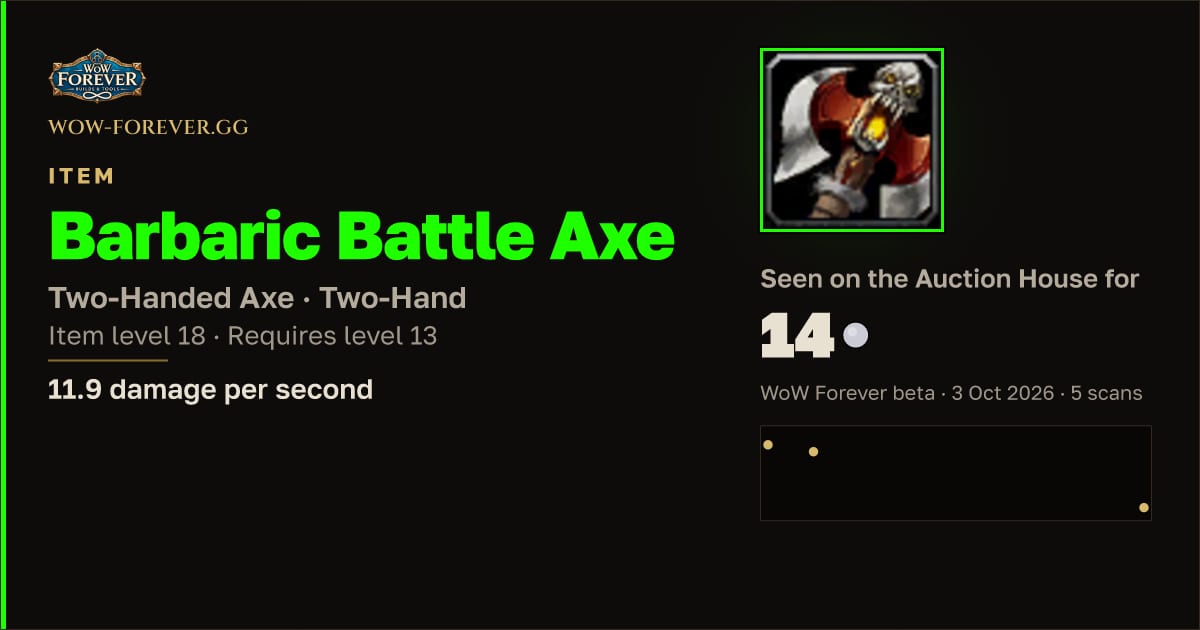 The preview card for Barbaric Battle Axe