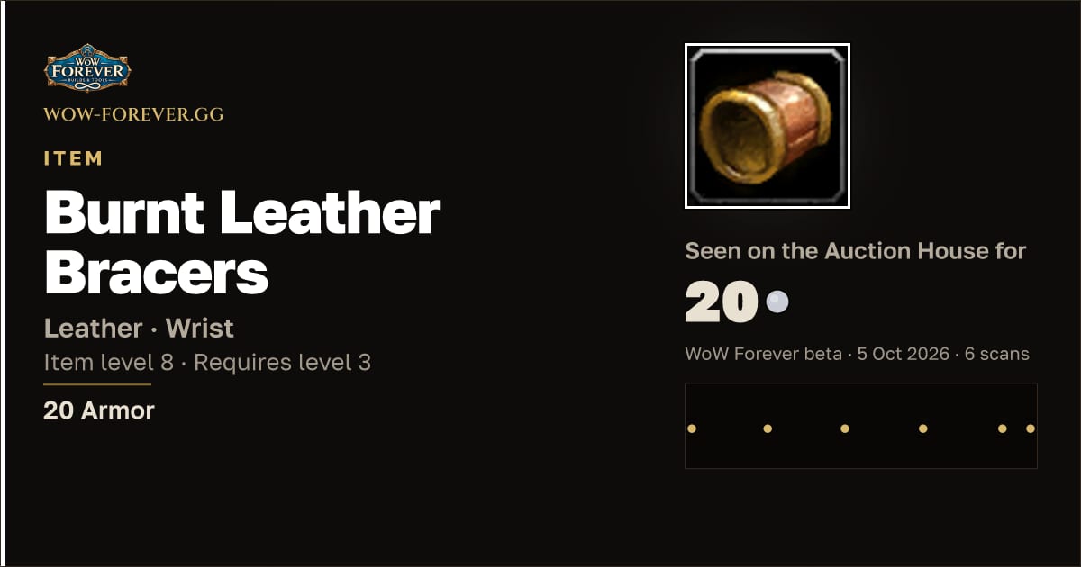 The preview card for Burnt Leather Bracers