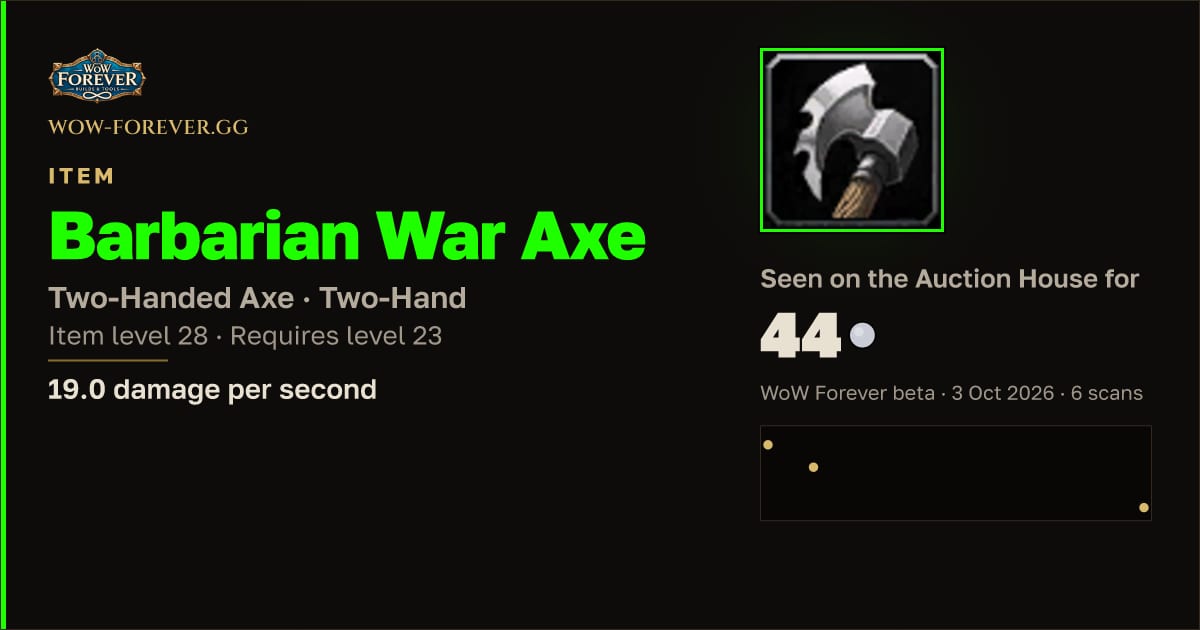 The preview card for Barbarian War Axe