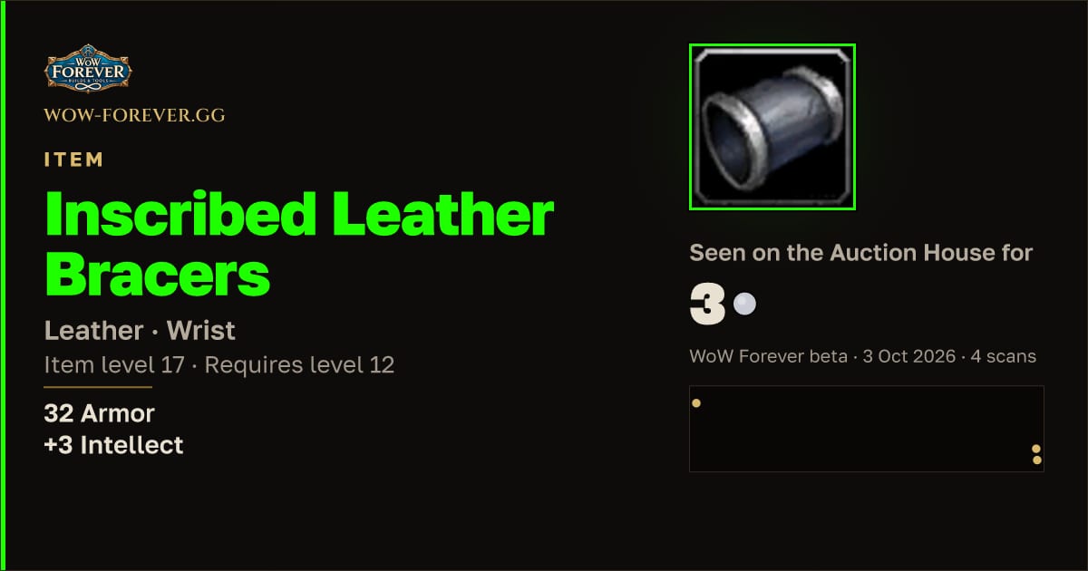 The preview card for Inscribed Leather Bracers