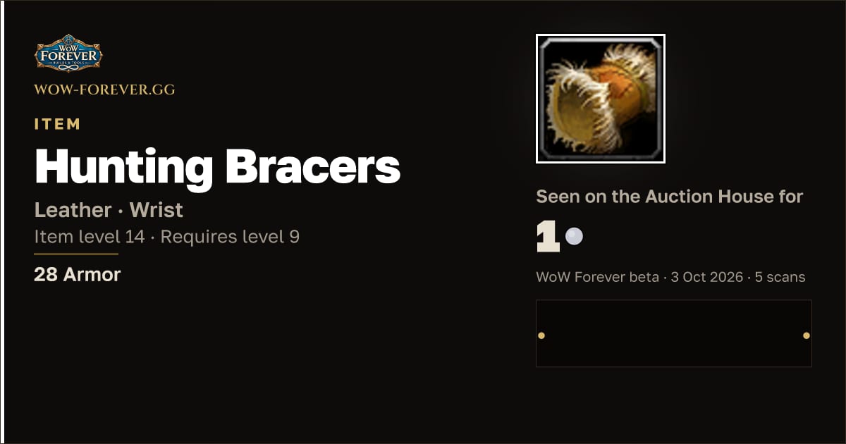 The preview card for Hunting Bracers