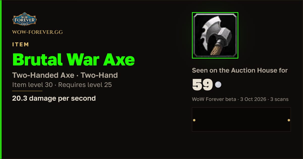 The preview card for Brutal War Axe