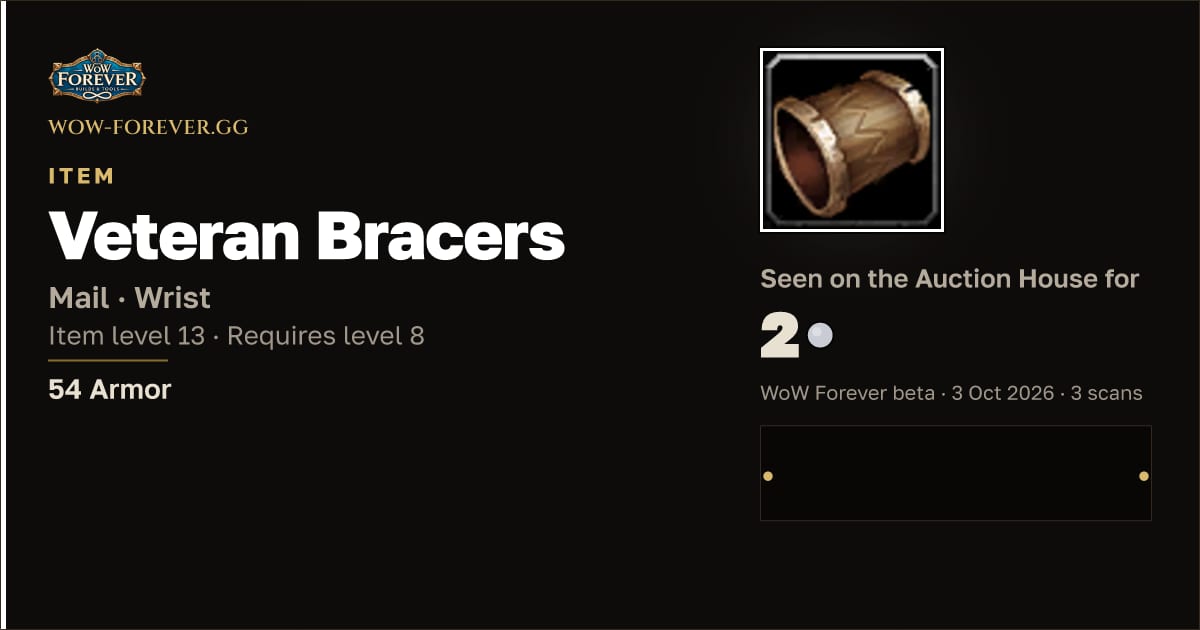 The preview card for Veteran Bracers