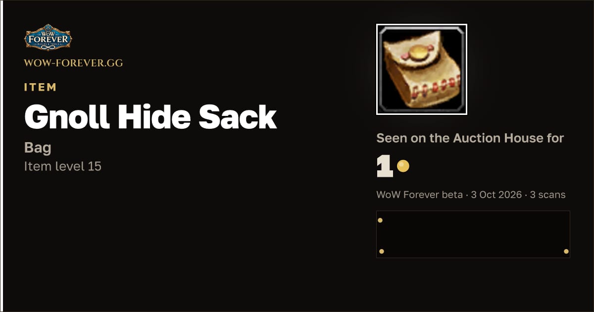 The preview card for Gnoll Hide Sack