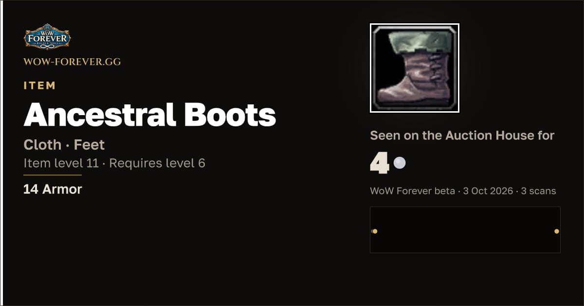 The preview card for Ancestral Boots