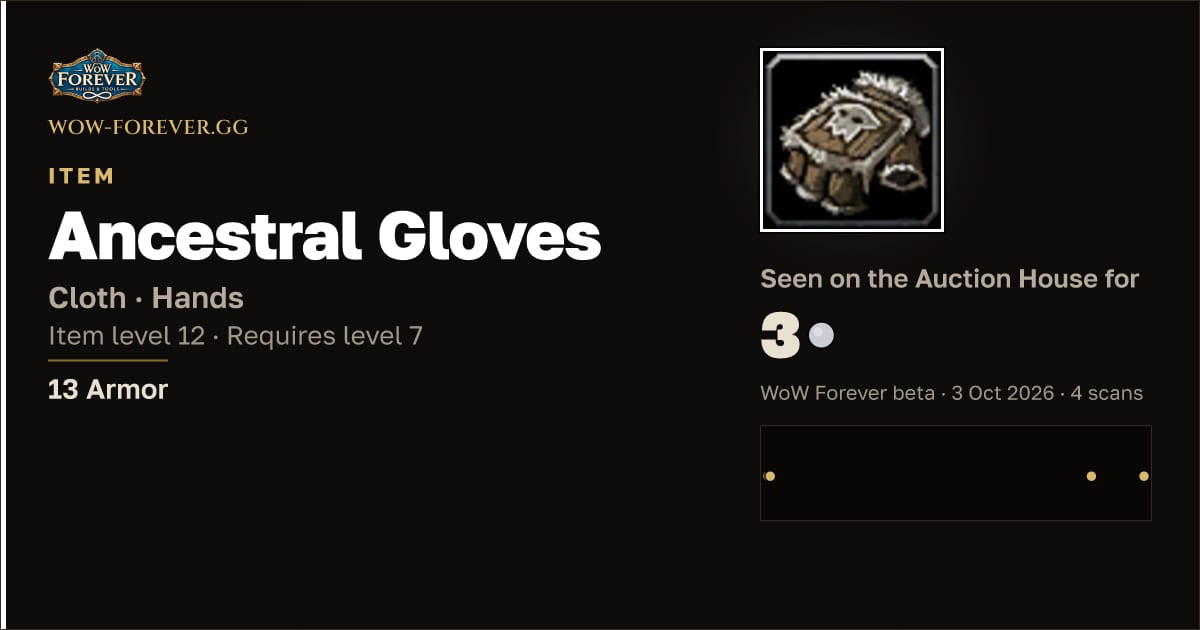 The preview card for Ancestral Gloves