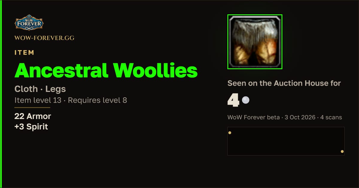 The preview card for Ancestral Woollies