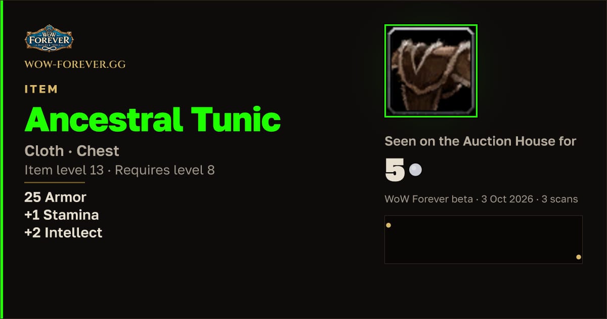 The preview card for Ancestral Tunic