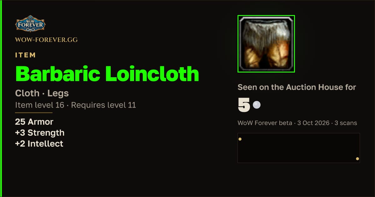 The preview card for Barbaric Loincloth
