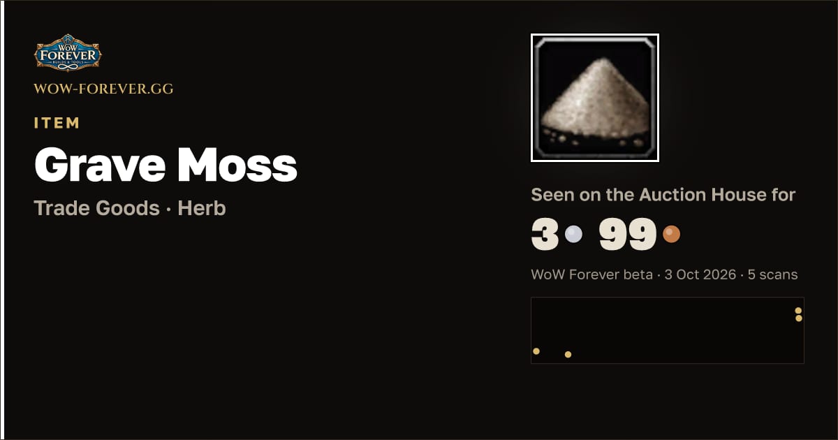 The preview card for Grave Moss