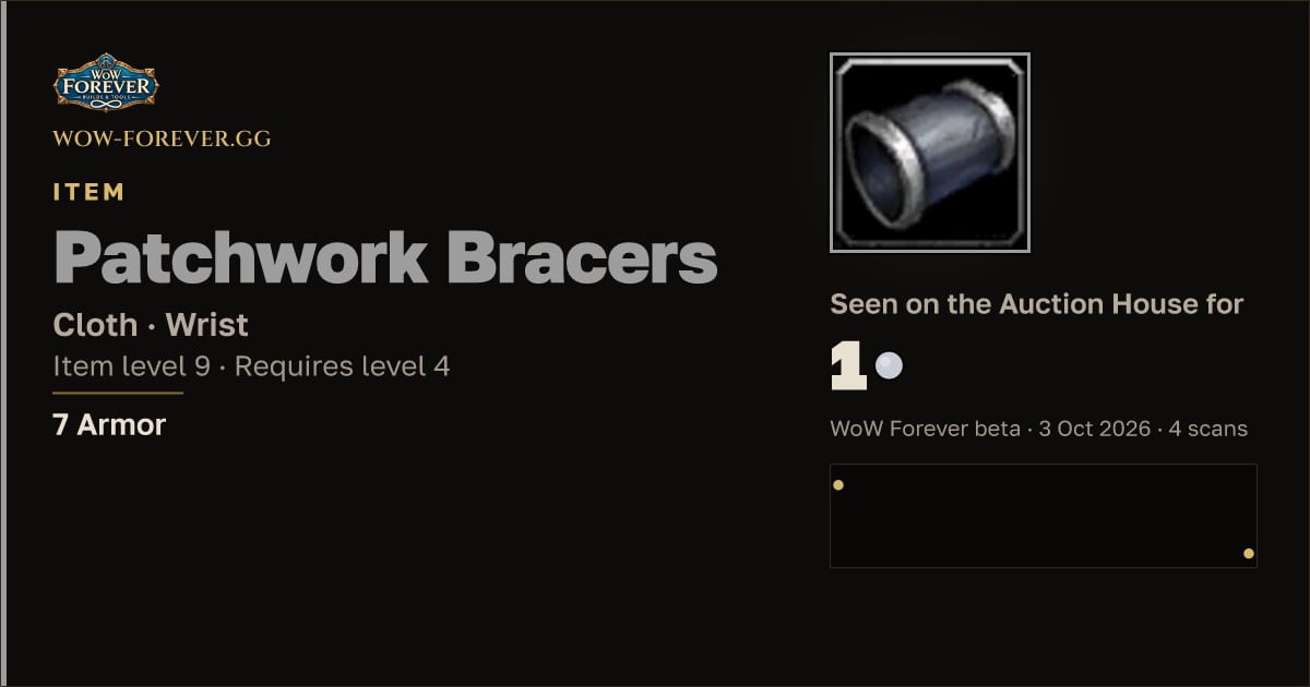 The preview card for Patchwork Bracers