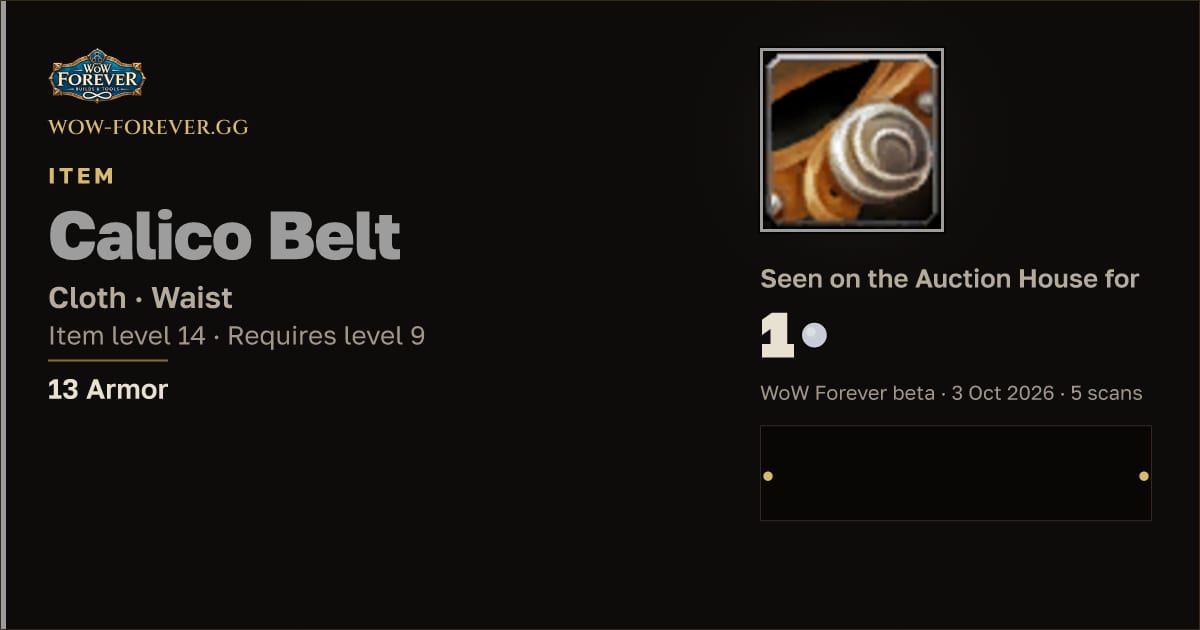 The preview card for Calico Belt