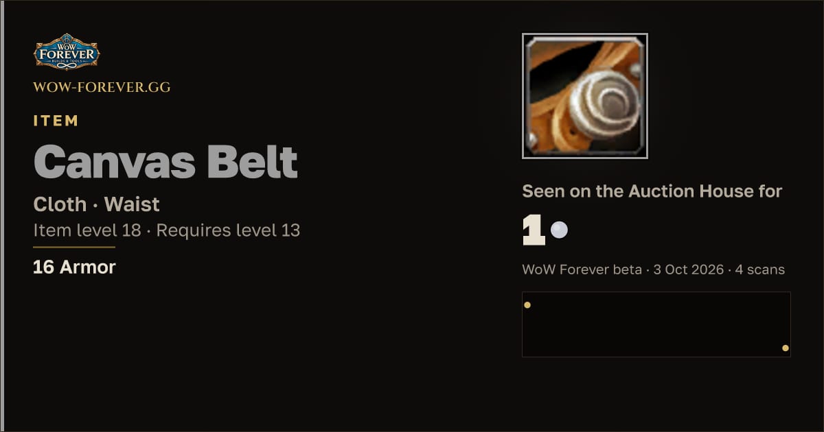 The preview card for Canvas Belt