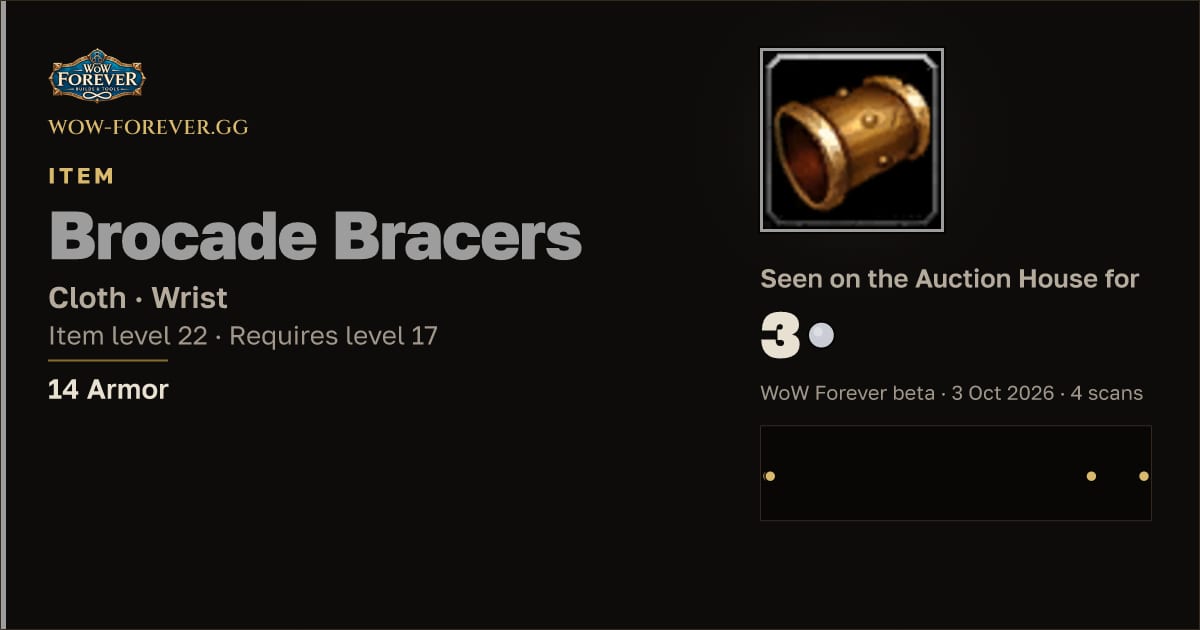 The preview card for Brocade Bracers