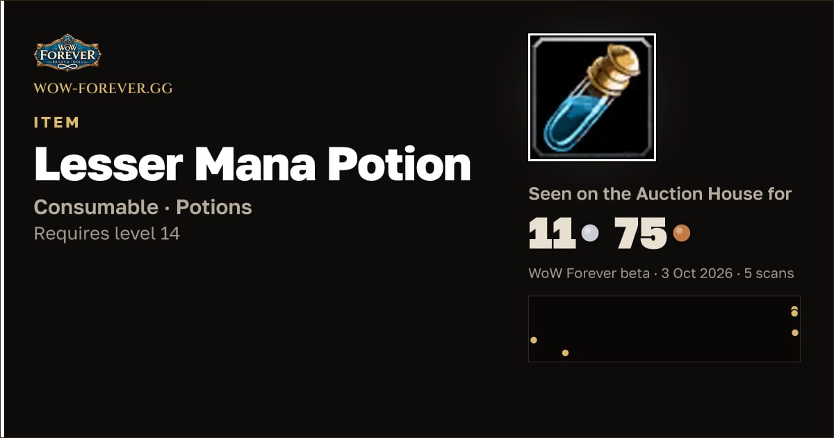 The preview card for Lesser Mana Potion