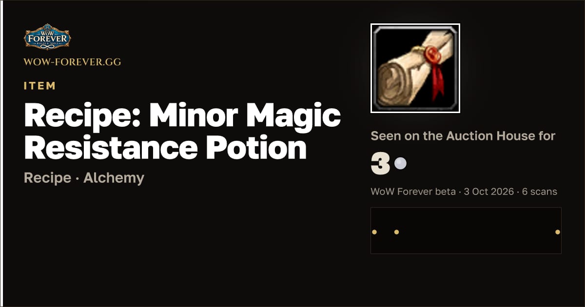 The preview card for Recipe: Minor Magic Resistance Potion