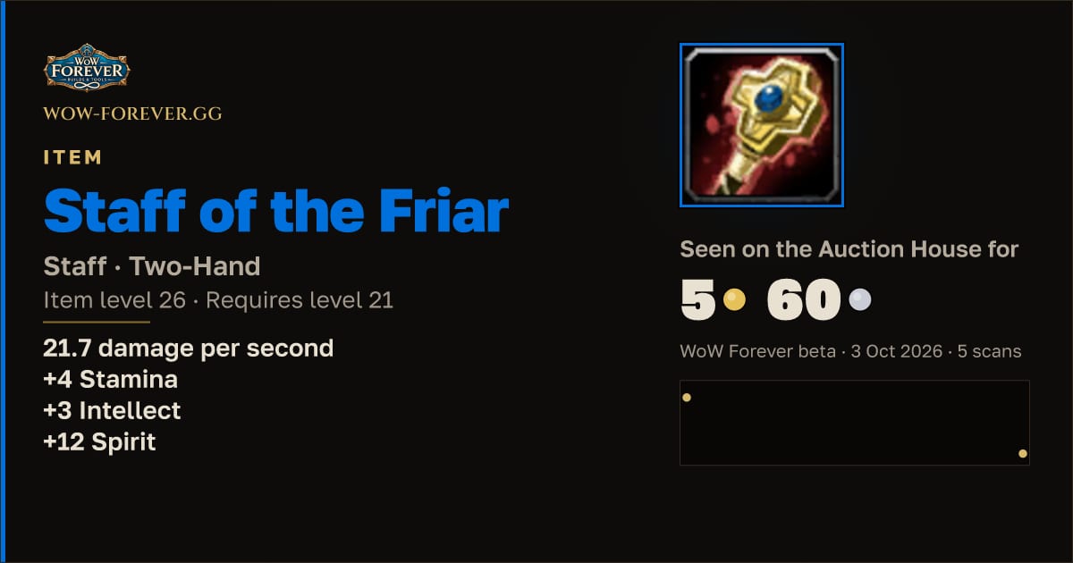 The preview card for Staff of the Friar