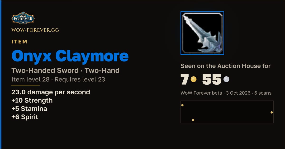 The preview card for Onyx Claymore