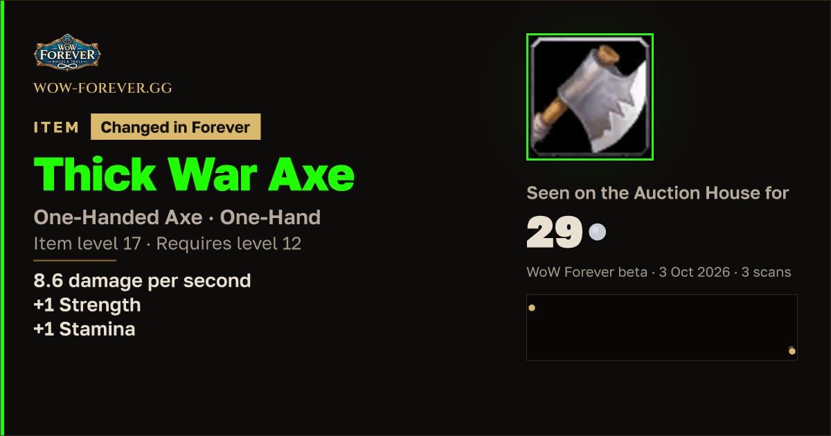 The preview card for Thick War Axe