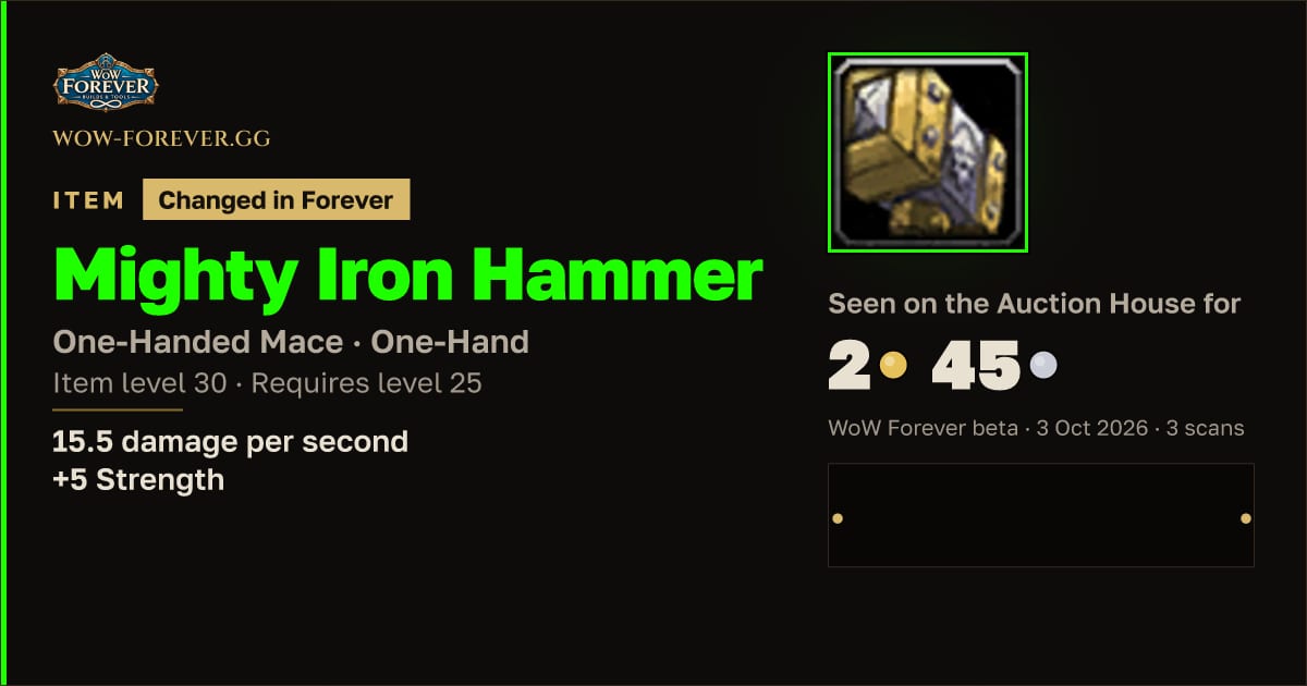 The preview card for Mighty Iron Hammer