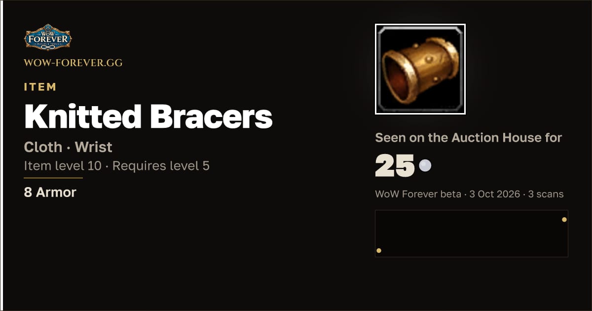 The preview card for Knitted Bracers