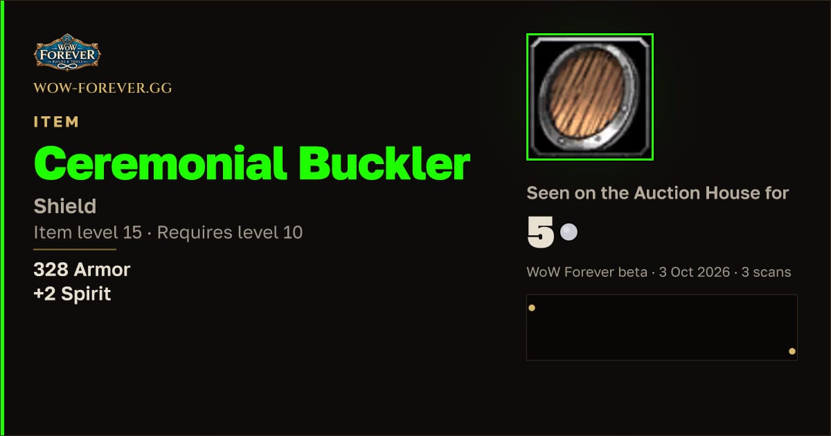 The preview card for Ceremonial Buckler