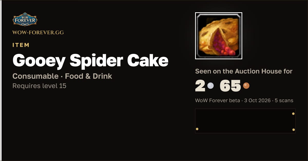 The preview card for Gooey Spider Cake