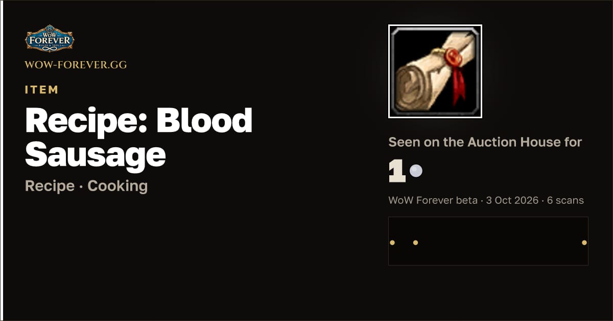 The preview card for Recipe: Blood Sausage