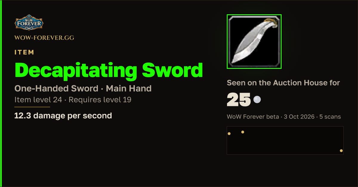 The preview card for Decapitating Sword