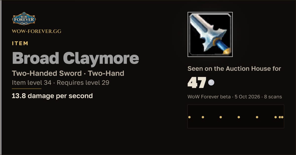 The preview card for Broad Claymore