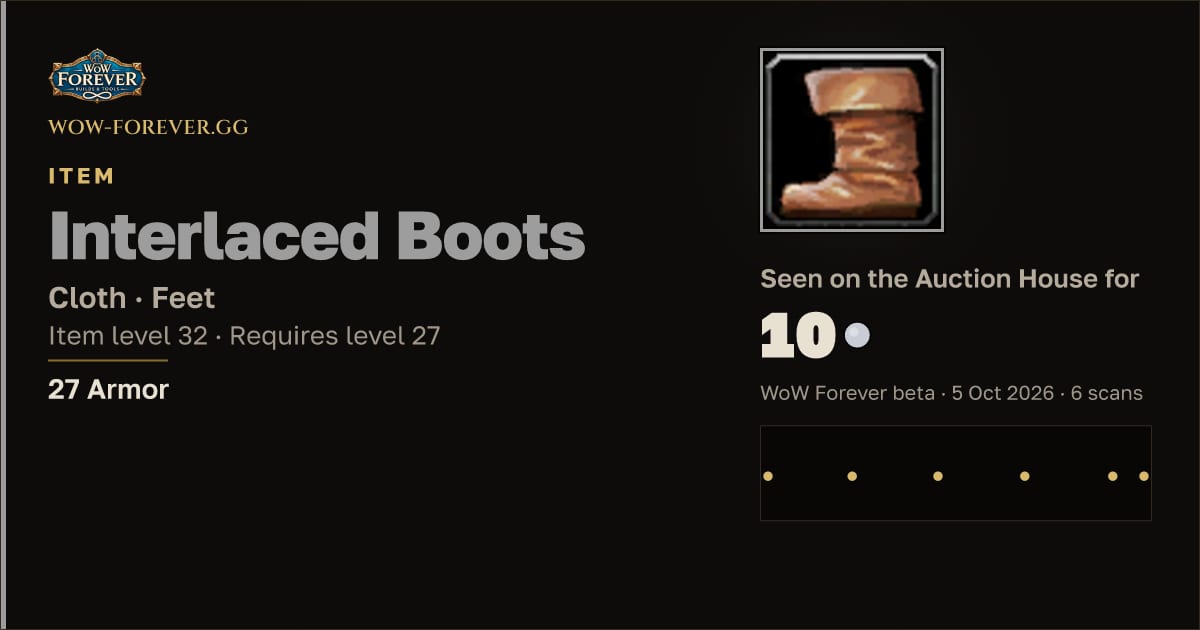 The preview card for Interlaced Boots