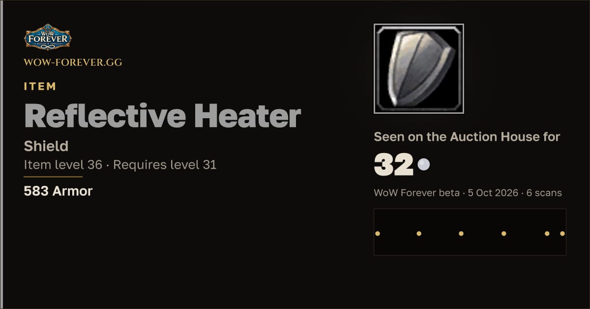 The preview card for Reflective Heater