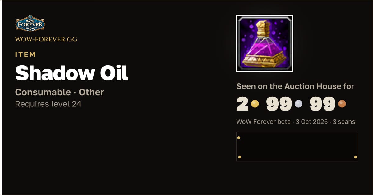 The preview card for Shadow Oil