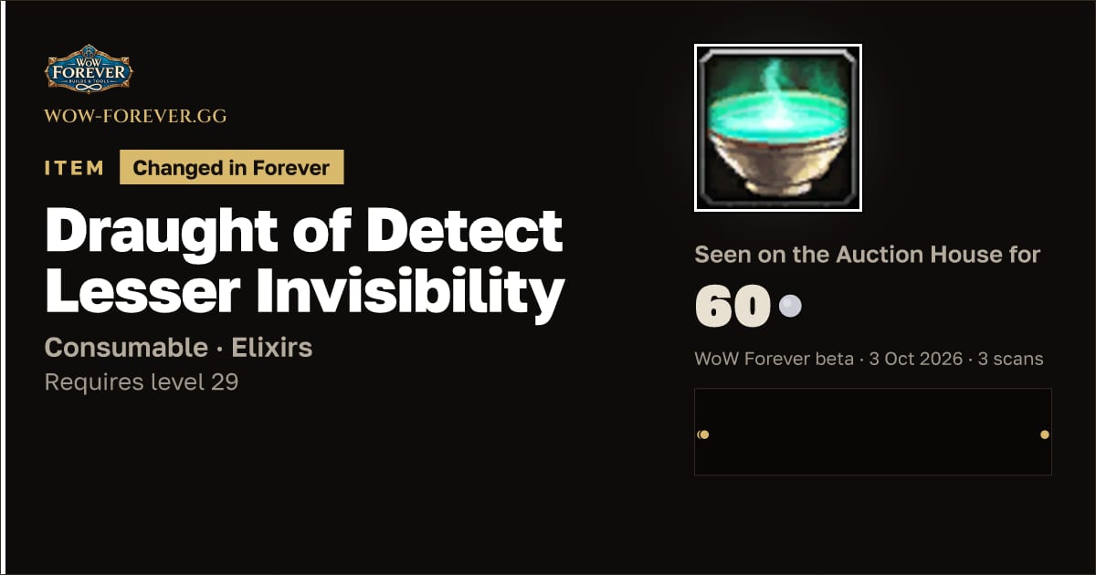 The preview card for Draught of Detect Lesser Invisibility
