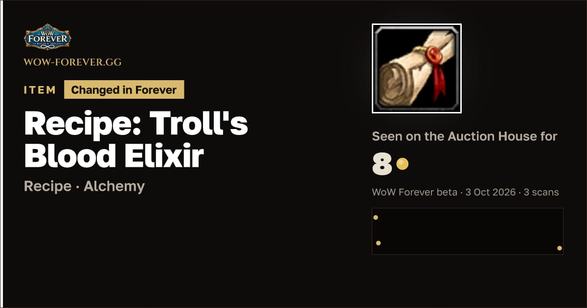 The preview card for Recipe: Troll's Blood Elixir