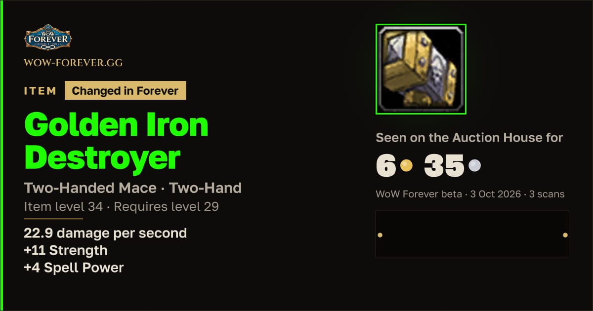 The preview card for Golden Iron Destroyer