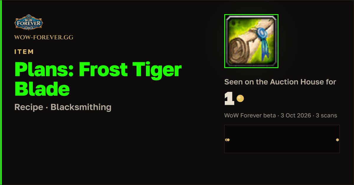 The preview card for Plans: Frost Tiger Blade