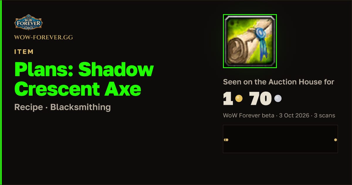 The preview card for Plans: Shadow Crescent Axe