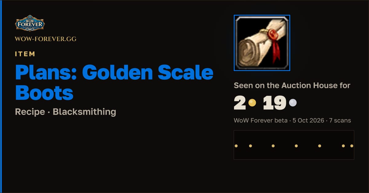 The preview card for Plans: Golden Scale Boots